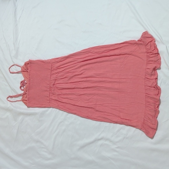 Abercrombie & Fitch Tie- Front Spaghetti Strap Midi Dress, Color Coral Size SP - Picture 2 of 15